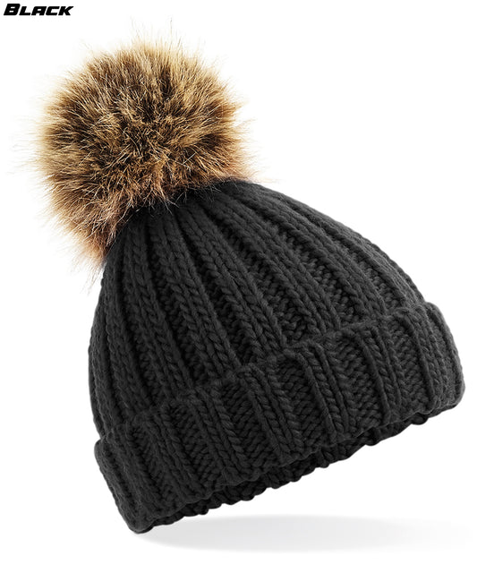 Kids Chunky Fur Pom Beanie