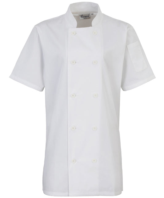 Ladies Short Sleeve Button Chef Jacket